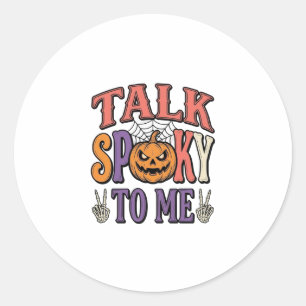 Sprich Gruselig Mit Mir Vintage Halloween-Shirt-De Runder Aufkleber