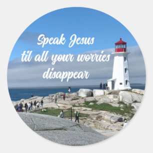 Sprich Jesus Keine Sorgen Leuchtturm Rund Aufklebe Runder Aufkleber