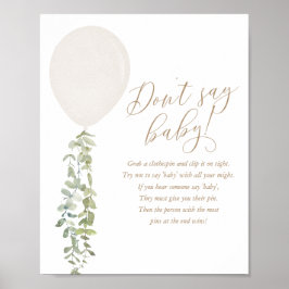 Sprich kein Baby während der Ballon Babydusche Poster
