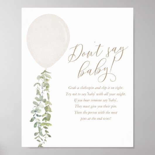 Sprich kein Baby während der Ballon Babydusche Poster (Vorne)