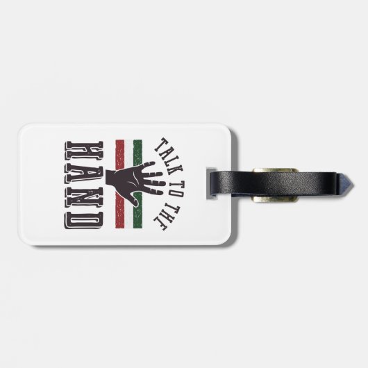 Sprich mit dem Hand Distressed Hand Spaß Gepäckanhänger (Rückseite horizontal)