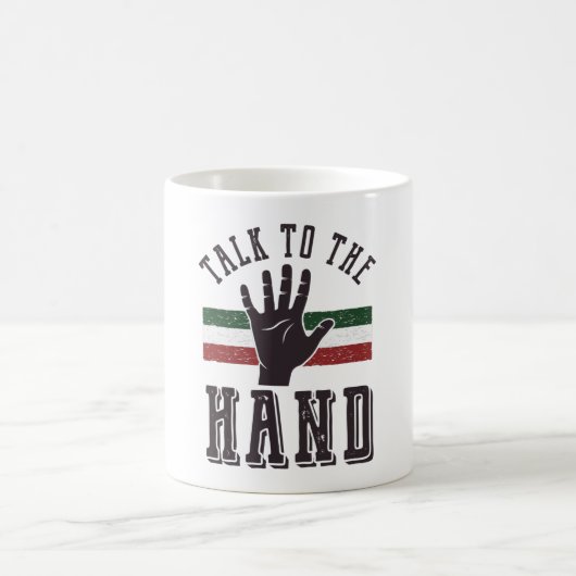 Sprich mit dem Hand Distressed Hand Spaß Kaffeetasse (Mittel)