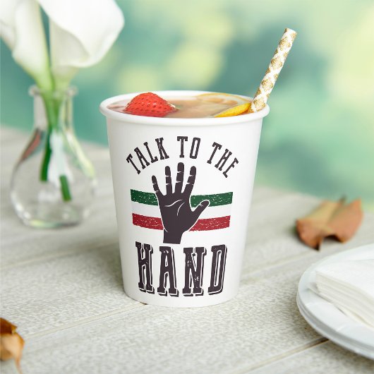 Sprich mit dem Hand Distressed Hand Spaß Pappbecher