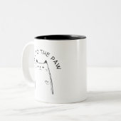 "Sprich mit der Paw" Funny Annoyed Cat Lover Zweifarbige Tasse (Vorderseite Links)