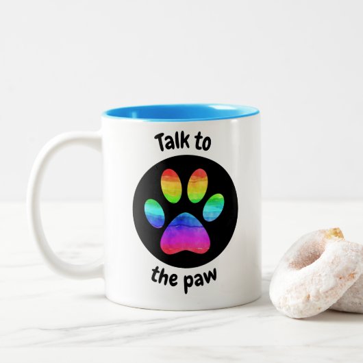 Sprich mit der Pfote Zweifarbige Tasse (Mit Donut)