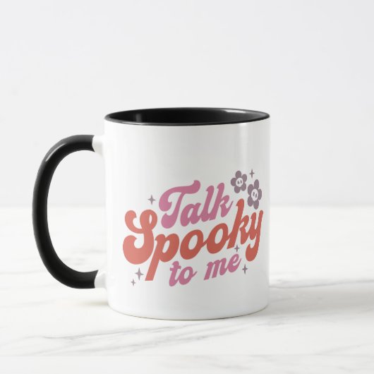 Sprich mit mir über weißes Halloween Tasse (Links)