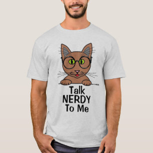 Sprich NERD mit mir Brille Katze Lustiges Wortspie T-Shirt