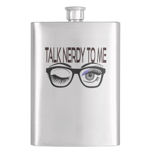 Sprich Nerdy mit mir Geek Glasses Winking Eye Flachmann (Vorderseite)