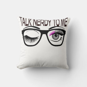 Sprich Nerdy mit mir Geek Glasses Winking Eye Pink Kissen