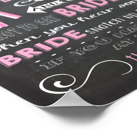 Sprich nicht Bride Calkboard Wäschespin Poster (Ecke)