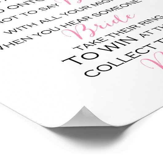 Sprich nicht Bride Game Sign Poster (Ecke)