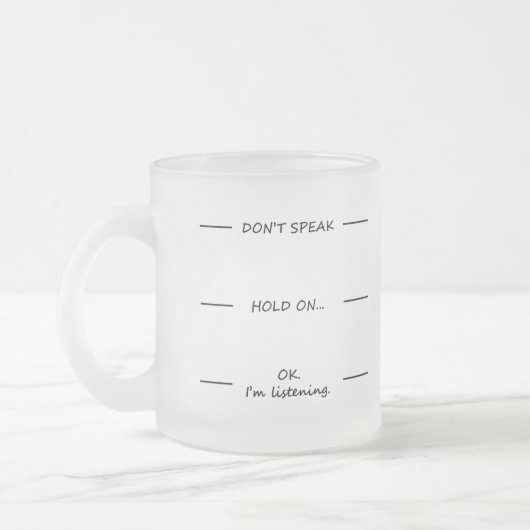 Sprich nicht! Tasse aus Sonnenglas (Links)