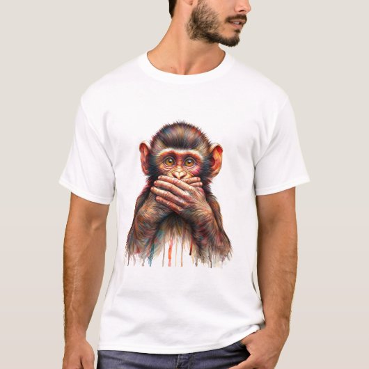 Sprich-nicht-Übel-Affen-Kunst T-Shirt (Vorderseite)