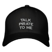 Sprich Pirate mit mir Schwarze Funny Mens Bestickte Baseballkappe (Vorderseite)