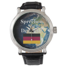 Sprichst du Deutsch? Auf Deutsch. Flag & Erde Armbanduhr