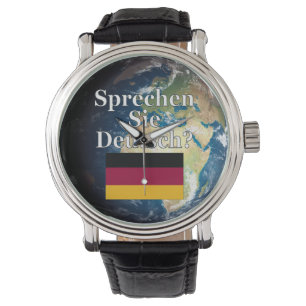 Sprichst du Deutsch? Auf Deutsch. Flag & Erde Armbanduhr