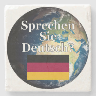 Sprichst du Deutsch? Auf Deutsch. Flag & Erde Steinuntersetzer