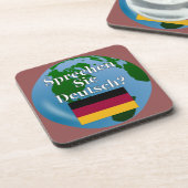Sprichst du Deutsch? auf Deutsch. Flagge & Globus Getränkeuntersetzer (Linke Seite)
