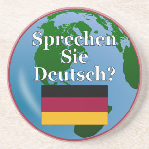 Sprichst du Deutsch? auf Deutsch. Flagge & Globus Untersetzer