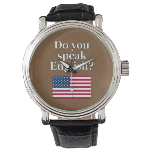 "Sprichst du Englisch?" auf Englisch. Flag Armbanduhr