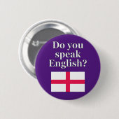 "Sprichst du Englisch?" auf Englisch. Flag Button (Vorne & Hinten)