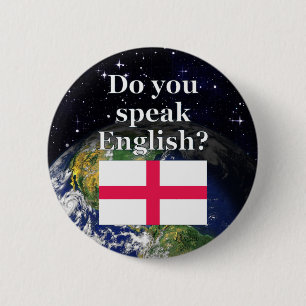 Sprichst du Englisch? Auf Englisch. Flag & Erde Button