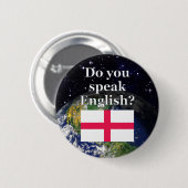 Sprichst du Englisch? Auf Englisch. Flag & Erde Button (Vorne & Hinten)