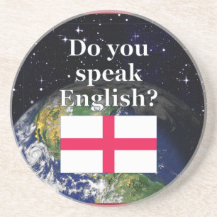 Sprichst du Englisch? Auf Englisch. Flag & Erde Sandstein Untersetzer