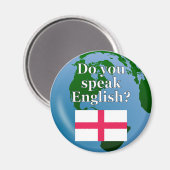 "Sprichst du Englisch?" auf Englisch. Flagge & Glo Magnet (Vorderseite/Rückseite)