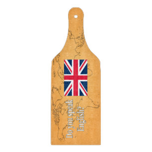 Sprichst du Englisch? Auf Englisch. Flaggenwanne Schneidebrett
