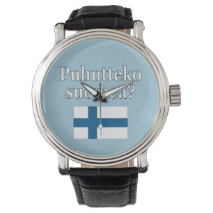Sprichst du Finnisch? Auf Finnisch. Flag Armbanduhr