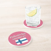 Sprichst du Finnisch? Auf Finnisch. Flag Sandstein Untersetzer (Seite)
