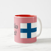 Sprichst du Finnisch? Auf Finnisch. Flaggenbf Zweifarbige Tasse (VorderseiteRechts)