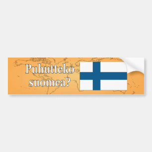 Sprichst du Finnisch? Auf Finnisch. Flaggenwanne Autoaufkleber