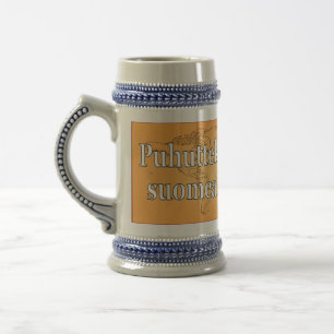 Sprichst du Finnisch? Auf Finnisch. Flaggenwanne Bierglas