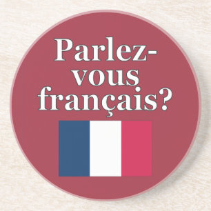 Sprichst du Französisch? Auf Französisch. Flag Sandstein Untersetzer