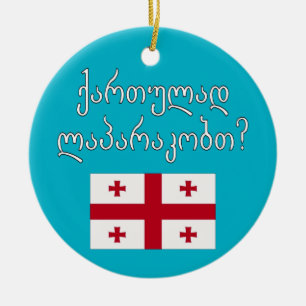 Sprichst du Georgisch? Auf Georgisch. Flag Keramikornament