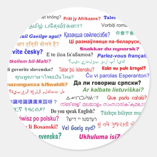 Sprichst du ... in vielen Sprachen? Runder Aufkleber (Vorderseite)