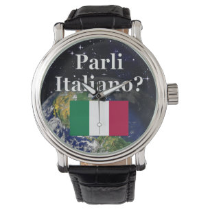 Sprichst du Italienisch? Auf Italienisch. Flag & E Armbanduhr