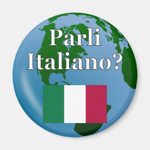 Sprichst du Italienisch? Auf Italienisch. Flagge & Magnet