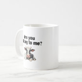 Sprichst du mit mir? Funny Cow Kaffeetasse (Vorderseite Links)