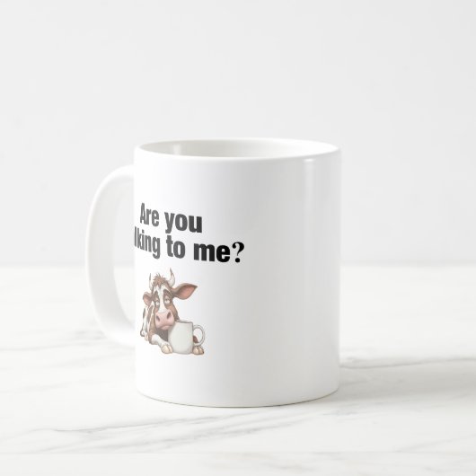 Sprichst du mit mir? Funny Cow Kaffeetasse (Vorderseite Links)