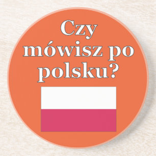 Sprichst du Polnisch? Auf Polnisch. Flag Sandstein Untersetzer