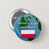 Sprichst du Polnisch? Auf Polnisch. Flagge & Globu Button (Vorne & Hinten)