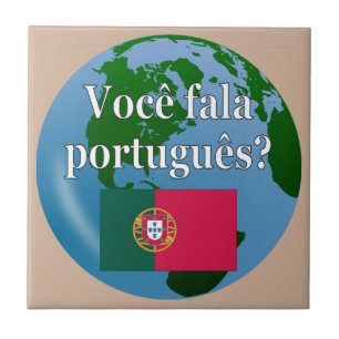 Sprichst du Portugiesisch? Auf Portugiesisch. Flag Fliese