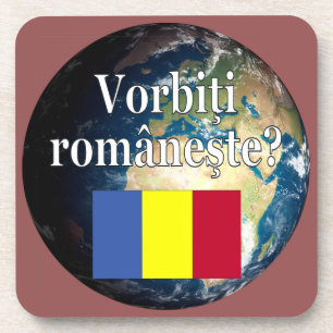 Sprichst du Rumänisch? Auf Rumänisch. Flag & Erde Untersetzer