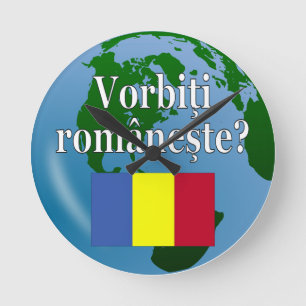 Sprichst du Rumänisch? Auf Rumänisch. Flagge & Glo Runde Wanduhr