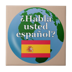 Sprichst du Spanisch? Auf Spanisch. Flagge & Globu Fliese