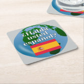 Sprichst du Spanisch? Auf Spanisch. Flagge & Globu Rechteckiger Pappuntersetzer (angewinkelt)