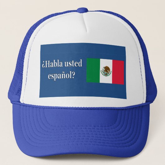 Sprichst du Spanisch? Auf Spanisch. Flaggenwanne Truckerkappe (Vorderseite)